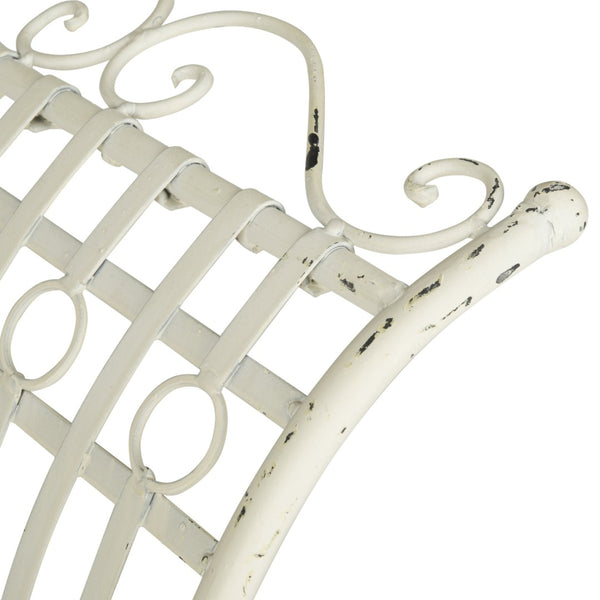 Safavieh HADLEY Bench - Timeless Victorian Elegance for Outdoor Spaces with Intricate Wrought-Iron Design Antique White PAT5002A