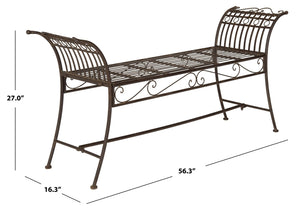 Safavieh HADLEY Bench - Timeless Victorian Elegance for Outdoor Spaces with Intricate Wrought-Iron Design Rustic Brown PAT5002B