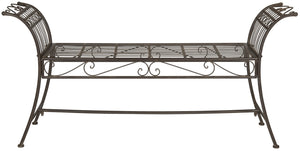 Safavieh HADLEY Bench - Timeless Victorian Elegance for Outdoor Spaces with Intricate Wrought-Iron Design Rustic Brown PAT5002B