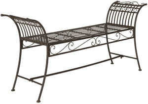 Safavieh HADLEY Bench - Timeless Victorian Elegance for Outdoor Spaces with Intricate Wrought-Iron Design Rustic Brown PAT5002B