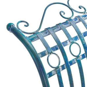 Safavieh HADLEY Bench - Timeless Victorian Elegance for Outdoor Spaces with Intricate Wrought-Iron Design Mossy Blue / - PAT5002C