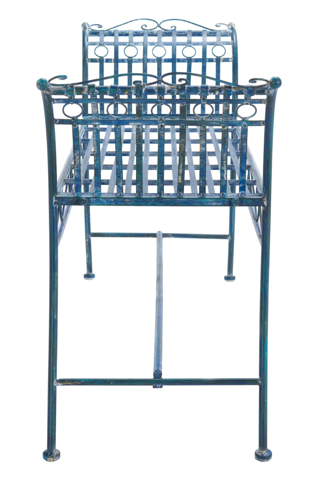 Safavieh HADLEY Bench - Timeless Victorian Elegance for Outdoor Spaces with Intricate Wrought-Iron Design Mossy Blue / - PAT5002C