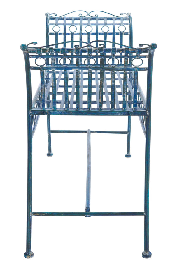 Safavieh HADLEY Bench - Timeless Victorian Elegance for Outdoor Spaces with Intricate Wrought-Iron Design Mossy Blue / - PAT5002C