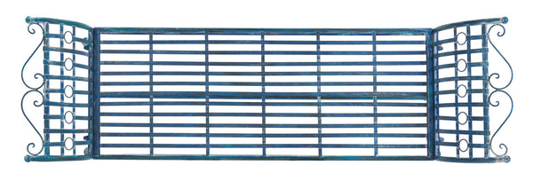 Safavieh HADLEY Bench - Timeless Victorian Elegance for Outdoor Spaces with Intricate Wrought-Iron Design Mossy Blue / - PAT5002C