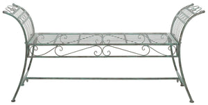 Safavieh HADLEY Bench - Timeless Victorian Elegance for Outdoor Spaces with Intricate Wrought-Iron Design Antique Dark Green / - PAT5002D