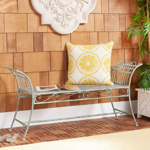 Safavieh HADLEY Bench - Timeless Victorian Elegance for Outdoor Spaces with Intricate Wrought-Iron Design Antique Dark Green / - PAT5002D
