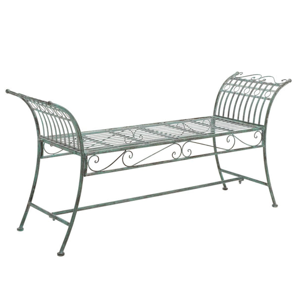 Safavieh HADLEY Bench - Timeless Victorian Elegance for Outdoor Spaces with Intricate Wrought-Iron Design Antique Dark Green / - PAT5002D