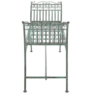 Safavieh HADLEY Bench - Timeless Victorian Elegance for Outdoor Spaces with Intricate Wrought-Iron Design Antique Dark Green / - PAT5002D
