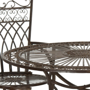 Safavieh THESSALY 5 PC Dining Set - Elegant Victorian Outdoor Furniture for Patios and Gardens, Timeless Charm Rustic Brown PAT5003B