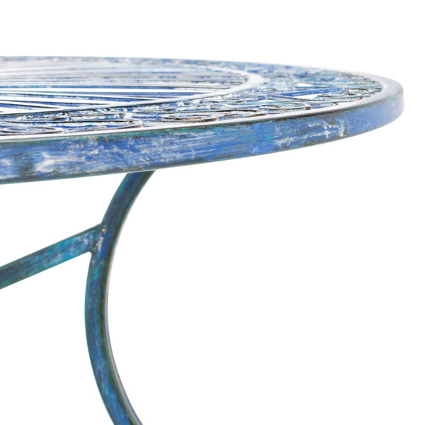 Safavieh THESSALY 5 PC Dining Set - Elegant Victorian Outdoor Furniture for Patios and Gardens, Timeless Charm Mossy Blue / - PAT5003C