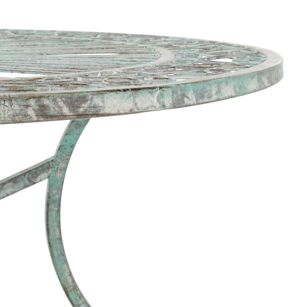 Safavieh Thessaly 5 Pc Victorian Dining Set - Antique Blue Iron For Romantic Outdoor Meals & Gatherings Antique Dark Green , 100% Iron Pat5003d