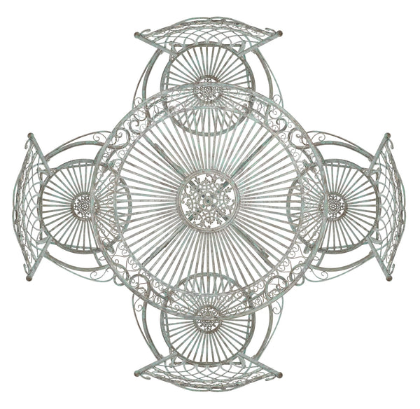 Safavieh Thessaly 5 Pc Victorian Dining Set - Antique Blue Iron For Romantic Outdoor Meals & Gatherings Antique Dark Green , 100% Iron Pat5003d