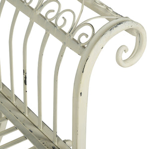 Safavieh BRIELLE Bench - Elegant Victorian-Inspired Iron Design for Gardens, Patios, and Outdoor Spaces Antique White PAT5004A