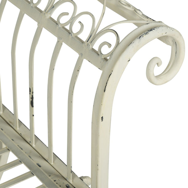 Safavieh BRIELLE Bench - Elegant Victorian-Inspired Iron Design for Gardens, Patios, and Outdoor Spaces Antique White PAT5004A