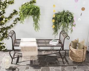 Safavieh BRIELLE Bench - Elegant Victorian-Inspired Iron Design for Gardens, Patios, and Outdoor Spaces Rustic Brown PAT5004B