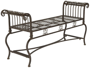 Safavieh BRIELLE Bench - Elegant Victorian-Inspired Iron Design for Gardens, Patios, and Outdoor Spaces Rustic Brown PAT5004B