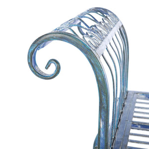 Safavieh BRIELLE Bench - Elegant Victorian-Inspired Iron Design for Gardens, Patios, and Outdoor Spaces Mossy Blue / - PAT5004C