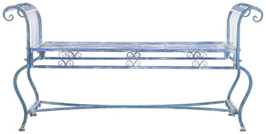 Safavieh BRIELLE Bench - Elegant Victorian-Inspired Iron Design for Gardens, Patios, and Outdoor Spaces Mossy Blue / - PAT5004C