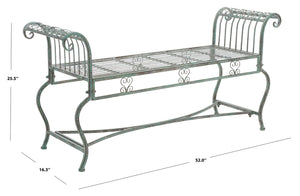 Safavieh Brielle Bench XII23 Antique Green Iron PAT5004D