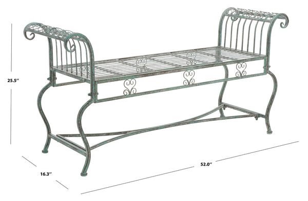 Safavieh Brielle Bench XII23 Antique Green Iron PAT5004D