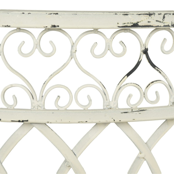 Safavieh LARA Kissing Bench - Elegant Victorian Garden Furniture with Heart Designs for Charming Outdoor Spaces Antique White PAT5005A