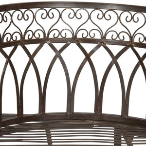 Safavieh LARA Kissing Bench - Elegant Victorian Garden Furniture with Heart Designs for Charming Outdoor Spaces Rustic Brown PAT5005B