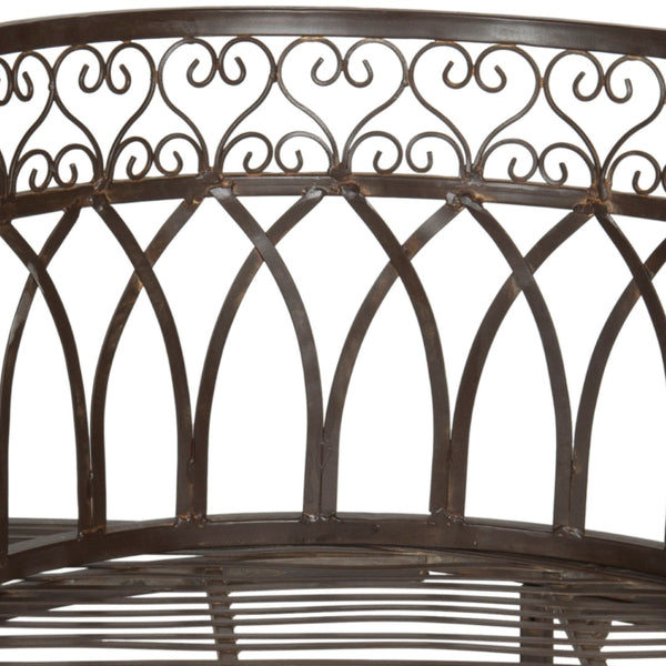 Safavieh LARA Kissing Bench - Elegant Victorian Garden Furniture with Heart Designs for Charming Outdoor Spaces Rustic Brown PAT5005B
