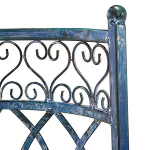Safavieh LARA Kissing Bench - Elegant Victorian Garden Furniture with Heart Designs for Charming Outdoor Spaces Mossy Blue / - PAT5005C