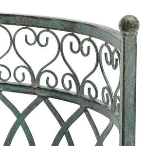 Safavieh LARA Kissing Bench - Elegant Victorian Garden Furniture with Heart Designs for Charming Outdoor Spaces Antique Dark Green / - PAT5005D