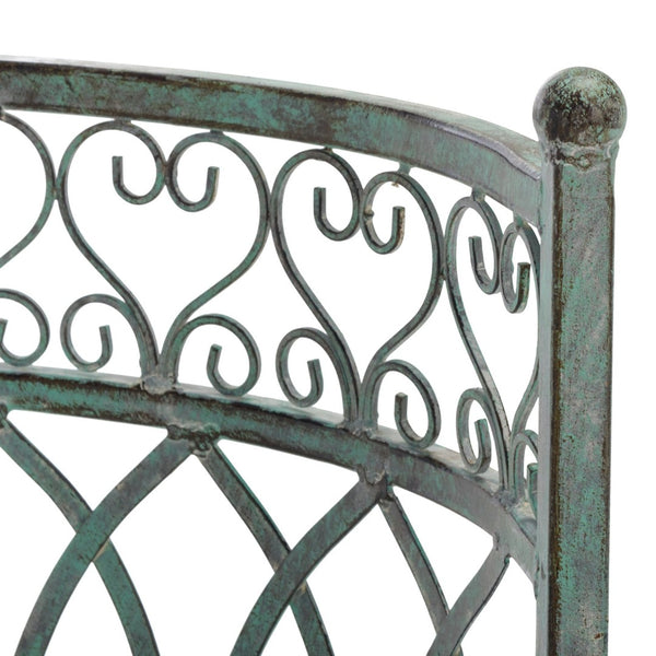 Safavieh LARA Kissing Bench - Elegant Victorian Garden Furniture with Heart Designs for Charming Outdoor Spaces Antique Dark Green / - PAT5005D
