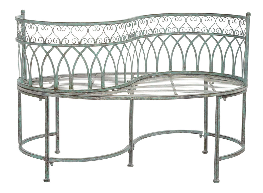 Safavieh Lara Kissing Bench - Vintage Heart-shaped Outdoor Seating In Antique Dark Green For Enchanting Spaces Antique Dark Green , 100% Iron Pat5005d