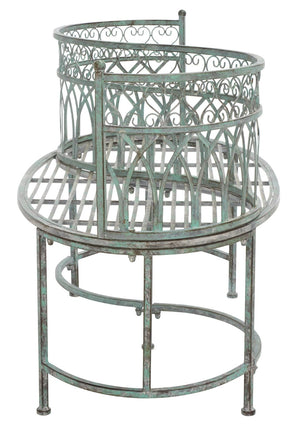 Safavieh LARA Kissing Bench - Elegant Victorian Garden Furniture with Heart Designs for Charming Outdoor Spaces Antique Dark Green / - PAT5005D