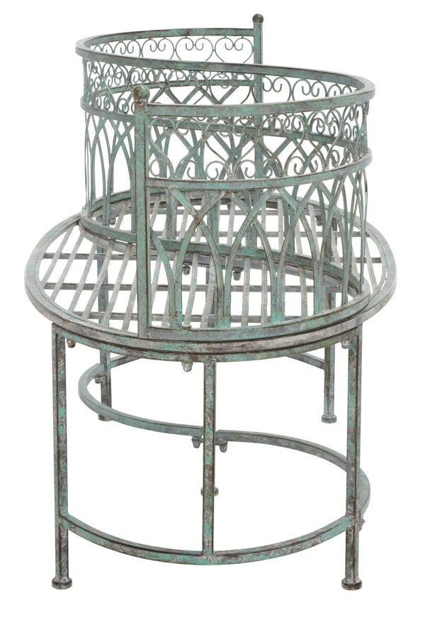Safavieh LARA Kissing Bench - Elegant Victorian Garden Furniture with Heart Designs for Charming Outdoor Spaces Antique Dark Green / - PAT5005D