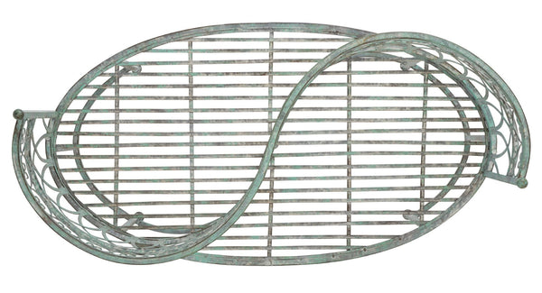 Safavieh LARA Kissing Bench - Elegant Victorian Garden Furniture with Heart Designs for Charming Outdoor Spaces Antique Dark Green / - PAT5005D
