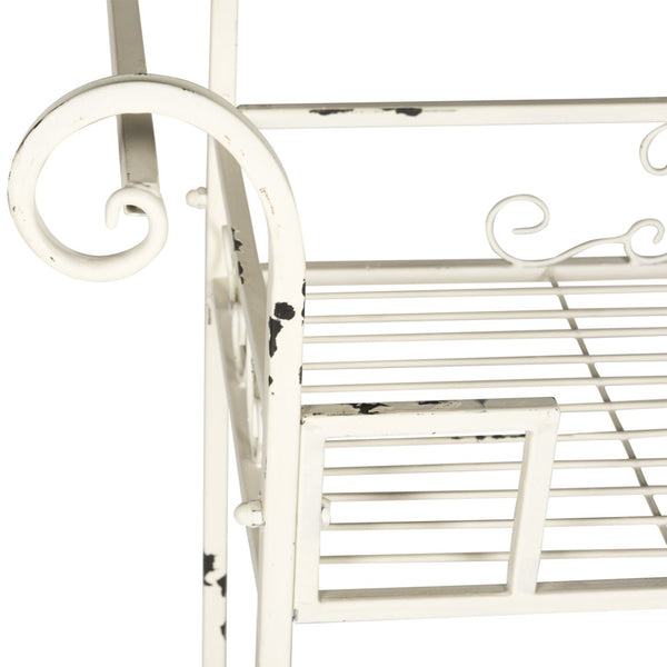 Safavieh NOREEN 3 Tier Shelf - Elegant Victorian Iron Display Stand for Gardens, Patios, and Porches Antique White PAT5006A
