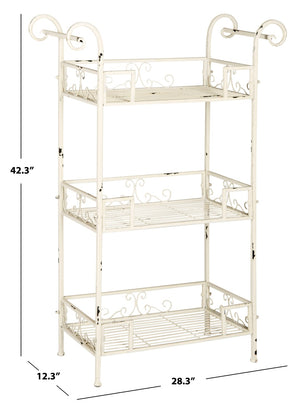 Safavieh NOREEN 3 Tier Shelf - Elegant Victorian Iron Display Stand for Gardens, Patios, and Porches Antique White PAT5006A