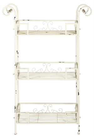 Safavieh NOREEN 3 Tier Shelf - Elegant Victorian Iron Display Stand for Gardens, Patios, and Porches Antique White PAT5006A