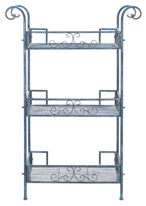Safavieh NOREEN 3 Tier Shelf - Elegant Victorian Iron Display Stand for Gardens, Patios, and Porches Mossy Blue / - PAT5006C