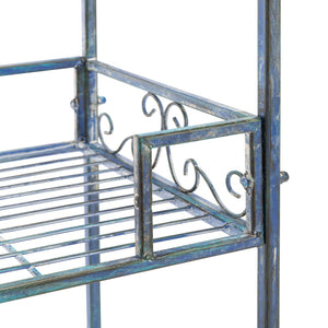 Safavieh NOREEN 3 Tier Shelf - Elegant Victorian Iron Display Stand for Gardens, Patios, and Porches Mossy Blue / - PAT5006C