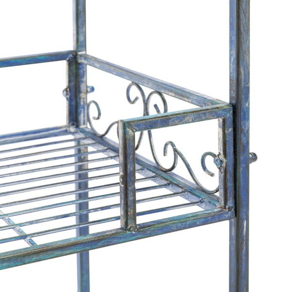 Safavieh NOREEN 3 Tier Shelf - Elegant Victorian Iron Display Stand for Gardens, Patios, and Porches Mossy Blue / - PAT5006C