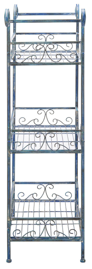 Safavieh NOREEN 3 Tier Shelf - Elegant Victorian Iron Display Stand for Gardens, Patios, and Porches Mossy Blue / - PAT5006C