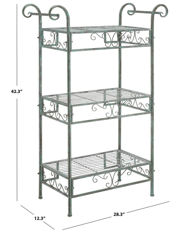 Safavieh Noreen 3 Tier Shelf XII23 Antique Green Iron PAT5006D