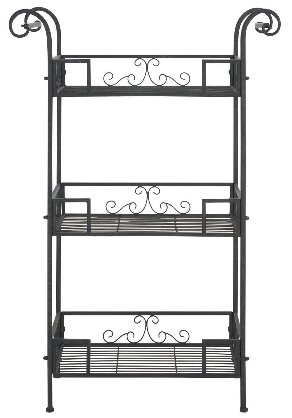Safavieh NOREEN 3 Tier Shelf - Elegant Victorian Iron Display Stand for Gardens, Patios, and Porches Black PAT5006E