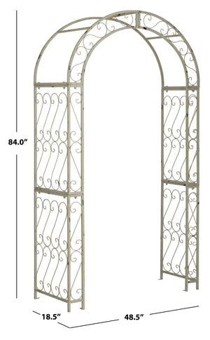 Safavieh PAGAN Arch - Elegant Iron Garden Gateway with Victorian Filigree for Climbing Plants & Décor Antique White PAT5007A