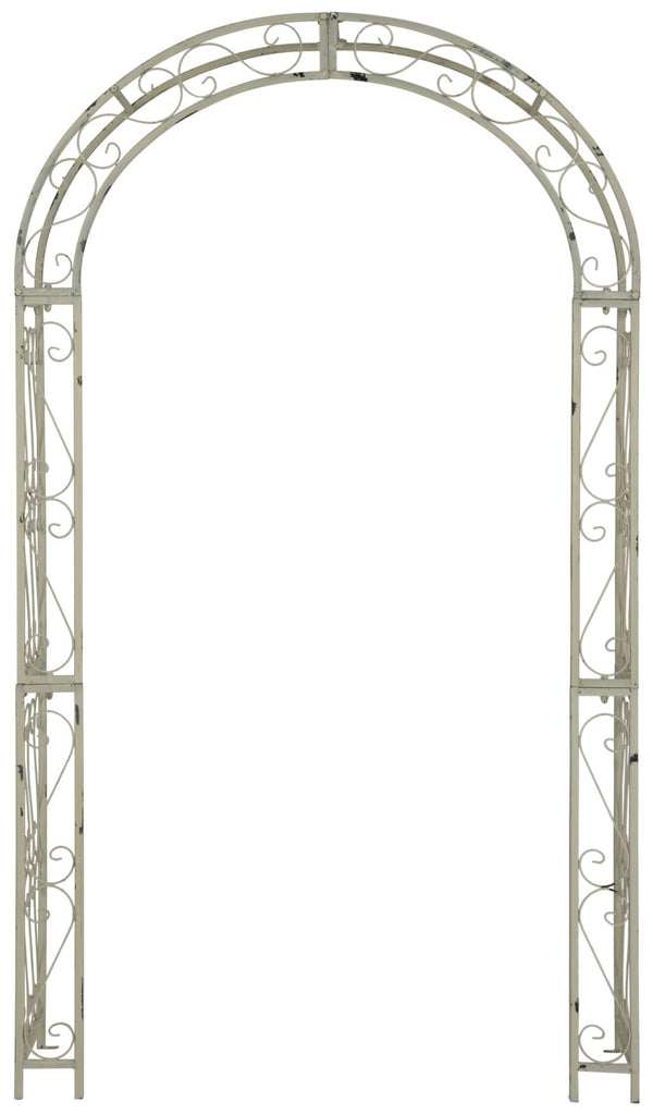 Safavieh PAGAN Arch - Elegant Iron Garden Gateway with Victorian Filigree for Climbing Plants & Décor Antique White PAT5007A