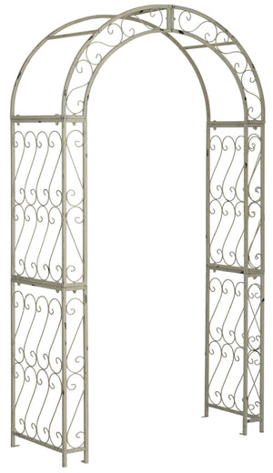 Safavieh PAGAN Arch - Elegant Iron Garden Gateway with Victorian Filigree for Climbing Plants & Décor Antique White PAT5007A