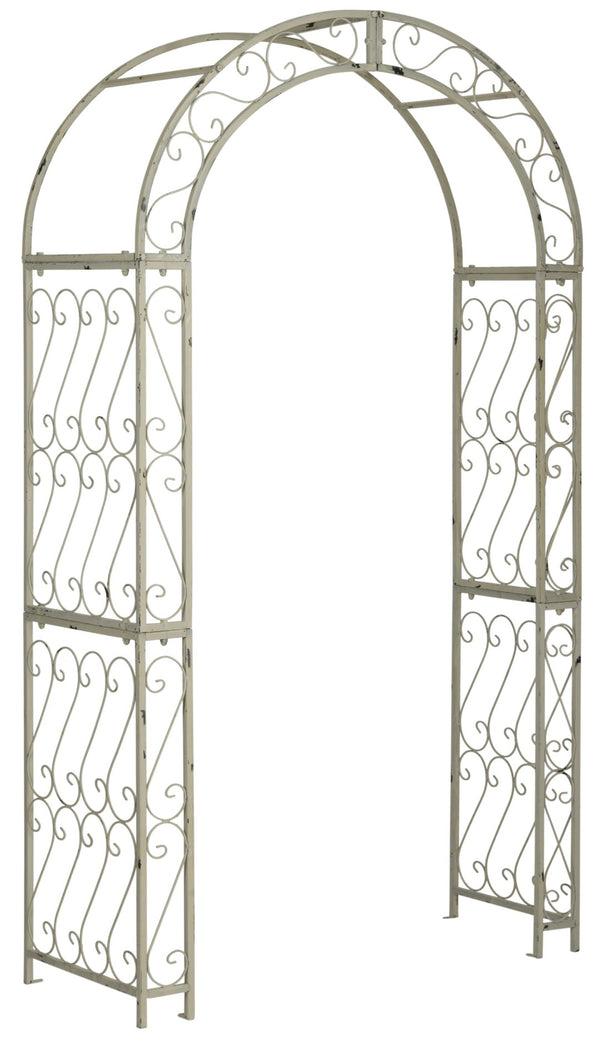 Safavieh PAGAN Arch - Elegant Iron Garden Gateway with Victorian Filigree for Climbing Plants & Décor Antique White PAT5007A