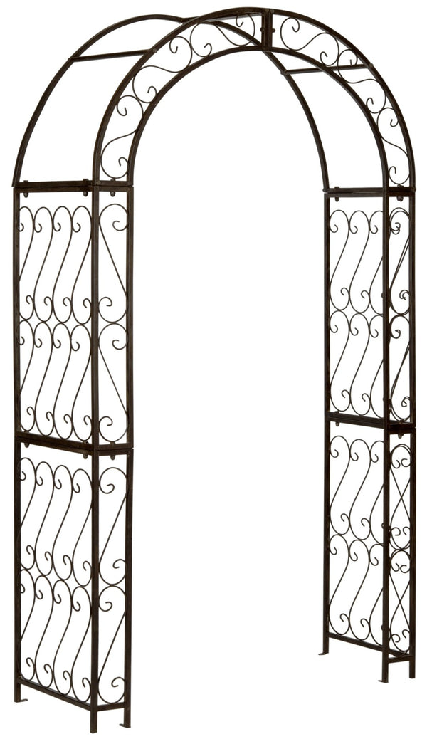 Safavieh PAGAN Arch - Elegant Iron Garden Gateway with Victorian Filigree for Climbing Plants & Décor Rustic Brown PAT5007B