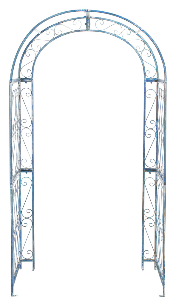 Safavieh Pagan Garden Arch - Antique Mossy Blue Trellis For Climbing Roses, Elegant Ironwork Décor Piece Mossy Blue , 100% Iron Pat5007c
