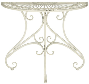 Safavieh ANNALISE Accent Table - Vintage-Inspired Iron Design with Baroque Flourishes for Outdoor Elegance Antique White PAT5008A